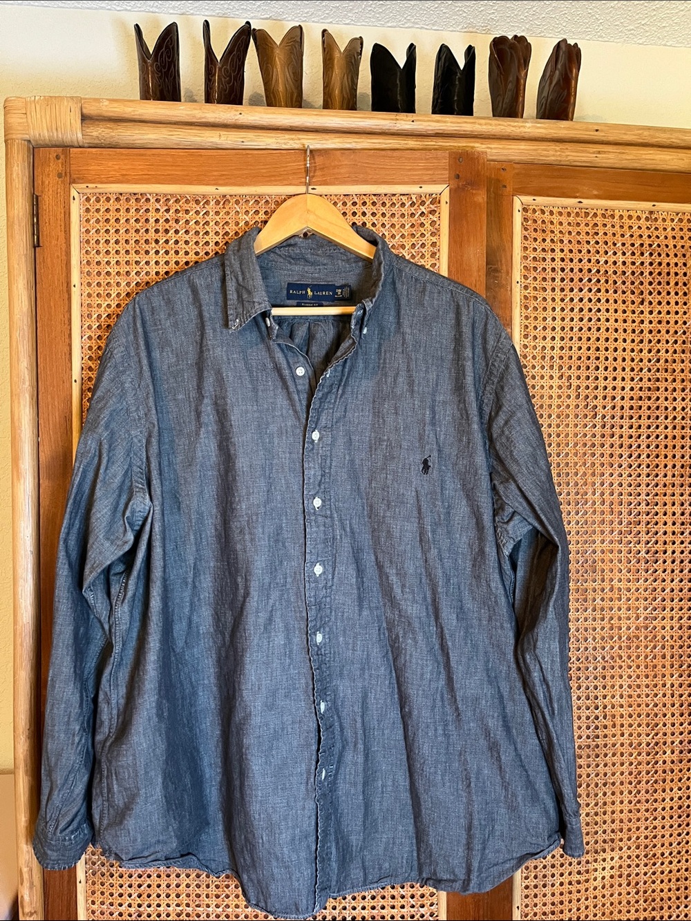 Men’s Ralph Lauren Dark Grey Button-Down Shirt Size 2XL